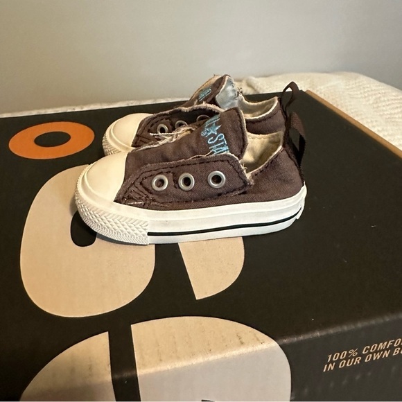 Converse Other - Converse All Star Infant Toddler Size 2 Brown Slip On Sneaker Shoes 7T080